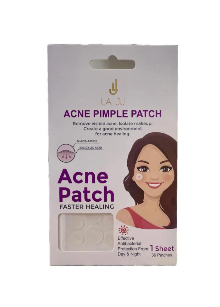 LA JU ACNE PIMPLE PATCH NIACINAMIDE 36 Patches لا جو لصاقات حب الشباب بالنياسيناميد و الساليسيليك اسيد - 36 لصاقة