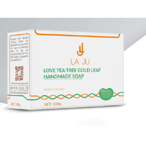 LA JU LOVE TEA TREE GOLD LEAF HANDMADE SOAP 80g لاجو لوف شجرة شاي الاوراق الذهبية صايون مصنع يدوياً 80 غرام