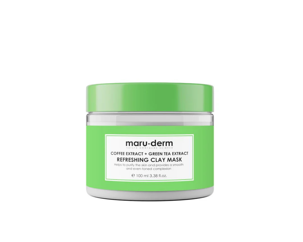 maru.derm COFFEE EXTRACT + GREEN TEA EXTRACT REFRESHING CLAY MASK 100 ml مارو.ديرم ماسك الوجه بالشاي الأخضر و القهوة - 100 مل 