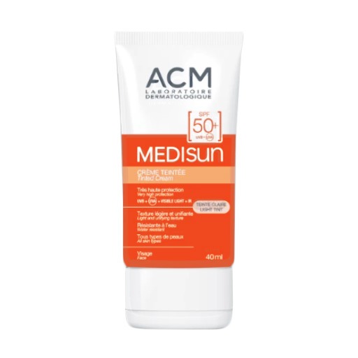 ACM medisun tinted cream spf50 40ml اي سي ام ميديم كريم واقي للشمس ملون 50 40 مل