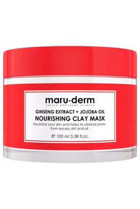 maru.derm GINSENG EXTRACT + JOJOBA OIL NOURISHING  CLAY MASK 100 ml | مارو.ديرم ماسك الطين المغذي بخلاصة الجينسنغ وزيت الجوجوبا - 100 مل