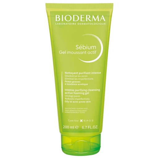 BIODERMA Sebium Gel moussant actif 200 ml بيوديرما سيبيوم جل أكتيف المنظف الرغوي المنقي 200مل