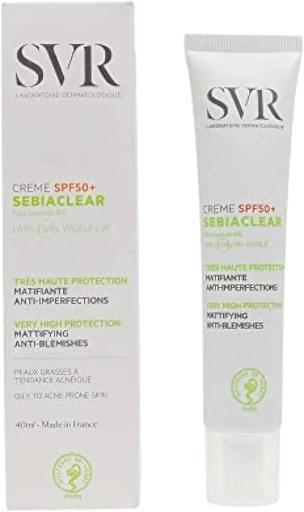 svr sebiaclear cream spf 50 40ml اس في ار كريم واقي شمسي SPF50 للبشرة المعرضة لحب الشباب - 40 مل