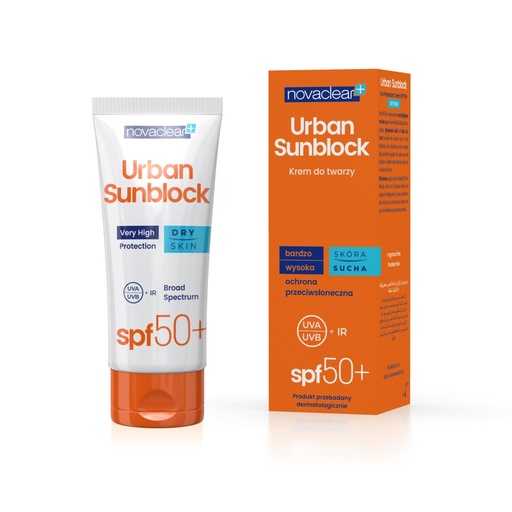 novaclear urban sunblock dry skin spf 50 40ml نوفاكلير اوربان سن بلوك مع حماية من اشعة الشمس +50 وبلمسة جافة 40 مل